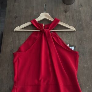 Taylor Red Halter Sheath Dress for Cocktail